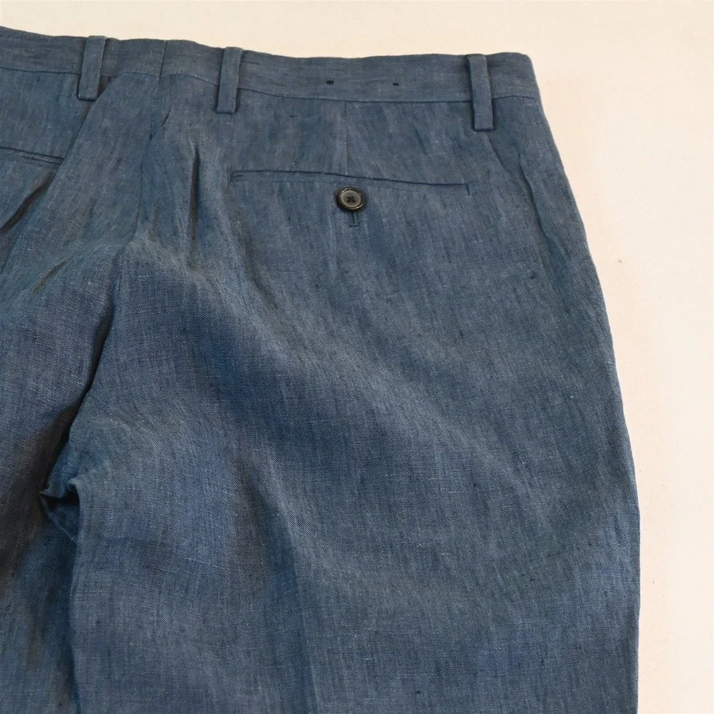 Banana Republic 32x32 Blue 100% Linen‎ 581140 Slim Dress Mens Pants